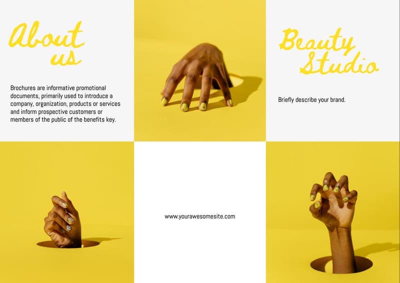 Трифолд Брошюра для Салона Красоты Yellow Nail Beauty Bar